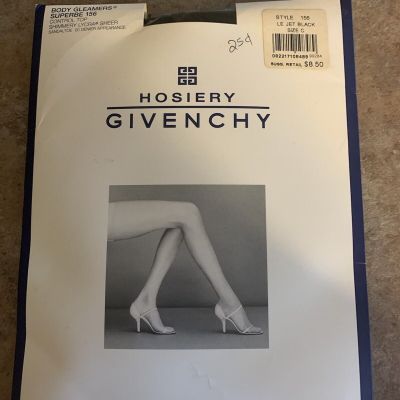 Vintage Givenchy Jet Black Nylon Pantyhose Tights Hosiery Size C NEW In Package